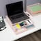 Mind Reader Mesh Monitor Stand with Storage Drawer, Ventilated Laptop Riser and Desktop Organizer, Office, Metal Mesh, Pink